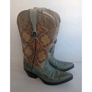 Corral Cowgirl Boots Sz 6 Leather Western Embroidered Turquoise Orange